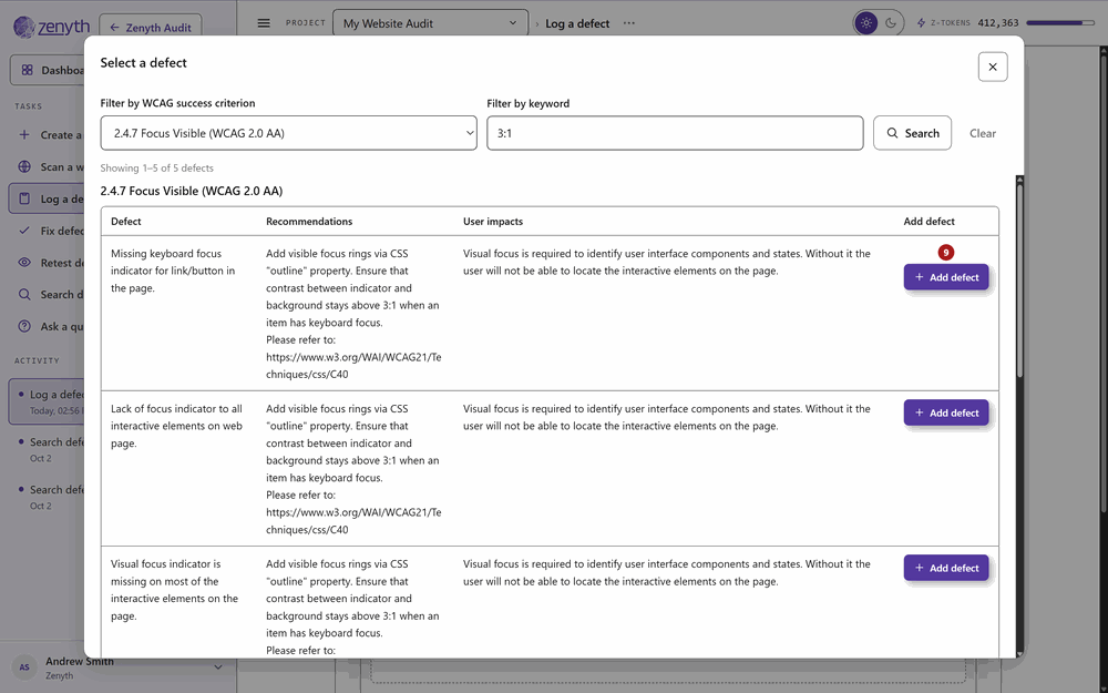 Screenshot: Run the audit
